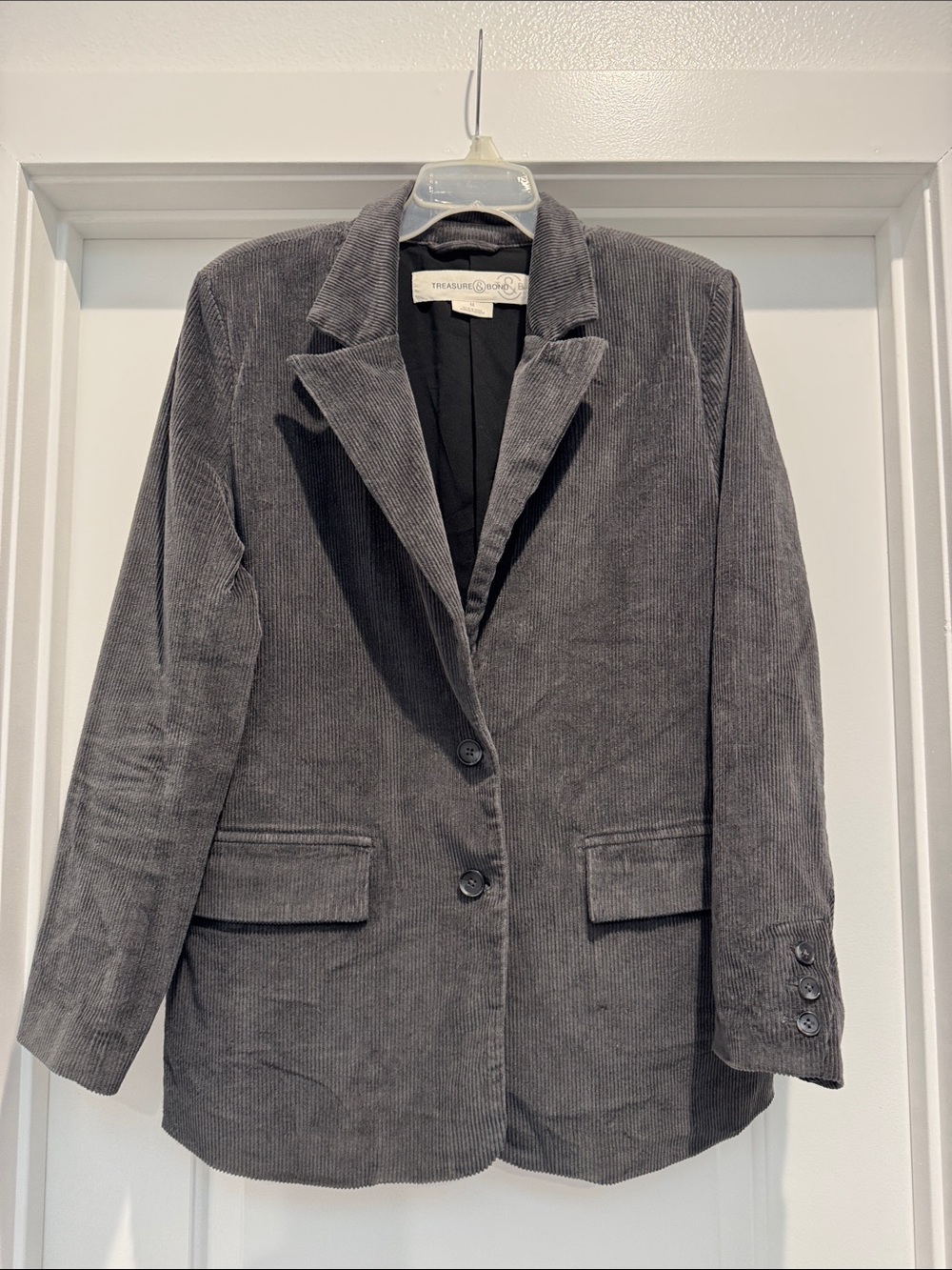 Treasure & Bond Women's Charcoal Corduroy Blazer